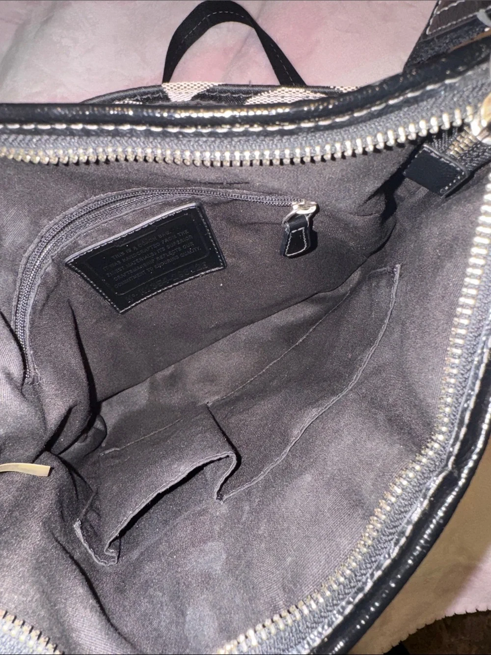 Coach Black & Khaki Signature Crossbody with Patent Trim